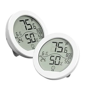 SECRUI 温度計 温度湿度計 デジタル温湿度計 赤ちゃん 湿度計 高精度 最高最低温湿度表示 室内 おしゃれ 小型 壁掛け マグネット 見やすい 3段階の快適度目安表示-ホワイト (2パック)