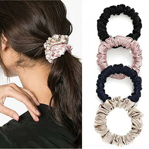 シュシュ ヘアゴム 髪ゴム ボリューム サテン ヘアアクセサリー 大きめ おしゃれ 大人 髪留め レディース エレガント 髪飾り 静電気防止 髪に優しい ギフト(4個セット)