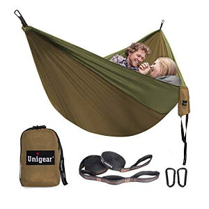 U nigear ハンモック パラシュート 専用ベルト付き 超広い 超軽量 2人用 余裕がある 5色 320×200cm 275×165cm 耐荷重350kg 三人用 通気速乾丈夫安全 カラビナ付き(ダーク
