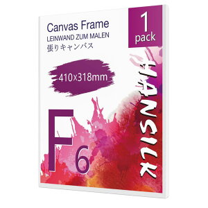 HANSILK キャンバス 張りキャンバス キャンバスボード F6 410mmx318mm 【1枚】油絵 画材 画布 油絵の具 ギャラリー用 油彩・アクリル兼用 化繊綿製 オイル漏れ防止 厚手 中目 子供 初心者 野外 学校