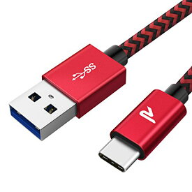 [マラソン期間中ポイント5倍]Rampow USB Type C ケーブル【1m/赤】急速充電 QuickCharge3.0対応 USB3.0規格 usb-c タイプc ケーブル Sony Xperia XZ/XZ2,GoPro Hero 5/6 アンドロイド多機種対応