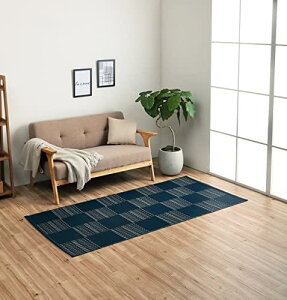 イケヒコ ラグ カーペット 畳 マット 肌触りが良い 長方形 国産 日本製 ウィード PP ネイビー 江戸間1畳約 87×174cm 傷がつきにくく引っ掻き傷にも強い丈夫なPP素材で作ったカーペット 汚れに