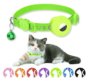 AlxMuNao Airtag gps 猫用首輪 gps 猫 エアタグ 用の 首輪 ペット 追跡装置 エアタグ 首輪 安全首輪 犬 猫用首輪猫 頑丈耐用です そして 光反射のデザインを加えて 紛失防止 首輪 ベル付き調節可能