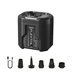 FLEXTAILGEAR EVO PUMP 3 エアポンプ 電動ポンプ 携帯ポンプ 5kPa 強力1000L/分 1300mAH電池内蔵 空気入れ 空気抜き 両対応 5種類のノズル付き インフレーターマット プール 真空圧縮袋 浮き輪 インフレ