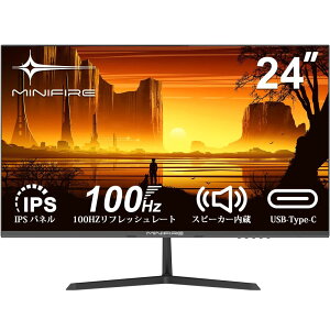 Minifire j^[24C` IPS 100Hz fBXvC Xs[J[ tHD Adaptive Sync HDR10 sRGB 110% u[Cgy tbJ[t[ VESAΉ t[X HDMI USB Type-C |[g (24X3Aj
