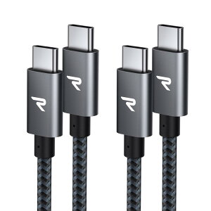 【2本セット】RAMPOW USB C ケーブル【1m+1m/グレー PD対応 60W急速充電】USB-C & USB-C ケーブル データ転送 断線防止 高耐久ナイロン 映像出力不可 iPhone 16/16e 充電ケーブル/iPhone 15 充電ケーブル Macbook