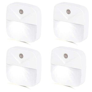 LEDナイトライト足元灯 常夜灯 Miraitech フットライト 明暗センサー コンセント 昼白色眩しくない 寝室/階段/廊下/浴室/暗い部屋等に適用 (昼白色4個) PSE取得済み