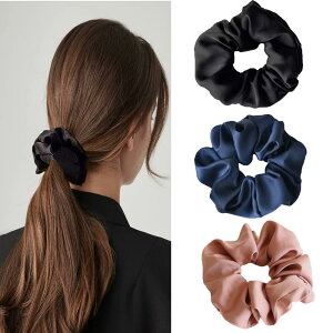slefancy シュシュ ヘアゴム 髪ゴム ボリューム サテン ヘアアクセサリー 大きめ おしゃれ 大人 髪留め レディース エレガント 髪飾り 静電気防止 髪に優しい ギフト(3個セット)