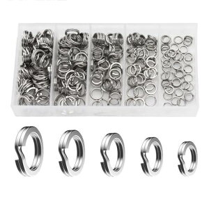 200個セット スプリットリング 5サイズ 釣り分割リング ダブルリング 交換用品 収納ケース付 平打ち リング 釣り 海釣り 釣り道具 釣り具 釣り用品 アシストフック 高強度