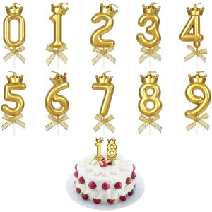 KALOLINNA クラウンバースデーナンバーキャンドル 0〜9 10点セット ロウソク 数字 誕生日を祝う 高級 ろうそく おしゃれ スタイリッシ 記念日キャンドルウエディングパーティー卒業パーティー