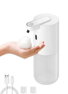 Froza ソープディスペンサー 自動 泡 壁掛け 400mL ハンドソープディスペンサー 吐出量4段階調整 充電式 オートディスペンサー 防水 キッチン 洗面所などに適用 ホワイト
