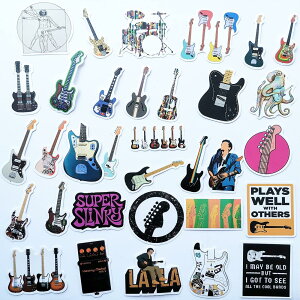 ギターステッカー ギターシール ミュージック楽器ケース デコレーション ウクレレのボディデカール 50枚セット