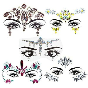 Xiang Ru フェイスステッカー アイステッカー アイメイク ボディシール タトゥーシール 髪飾り ヘアアクセサリー 顔 3D キラキラシール コスチューム 宝石 長持ち ラインストーン 貼り付け簡単