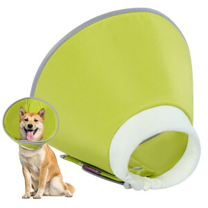 IECOii エリザベスカラー 犬 猫 ソフト 軽量 調整可能 防水 舐め防止 引っ掻き防止 去勢・避妊手術 皮膚疾患 傷口保護 超小型犬 - 中型犬用(グリーン・L)
