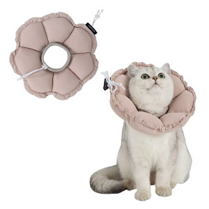 エリザベスカラー 猫用 犬用 ソフト 防水 軽量 手術後傷口保護 舐め防止 引っ?き防止 視界や飲食を妨げない 調整可能なアウターリング深さ設計 可愛いピンクの花の形 Mサイズ