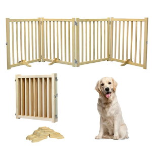 HEEOREV 木製ペットゲート ペットゲート ベビーゲート 犬用ゲート (長さ240cm 、高さ80cm) 折り畳み式ゲート 柵 犬 ゲート 安全柵 猫 ドアフェンス 室内 猫 大型犬 脱走防止 軽量 ペット保護 取
