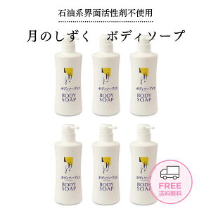 月のしずく ボディソープ 500mL 6本セット ゆの里温泉 しっとりと洗い上げる肌にもやさしい自然派スキンケアボディソープです。ボトル 肌に優しい 弱酸性 自然派 無添加 保湿 乾燥 敏感 包装