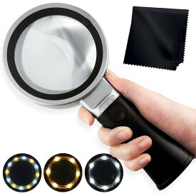 10倍率 手持ち ルーペ LEDライト付き 3段階照明 デスクルーペ 電池 軽量 高倍率 ハンドヘルド 拡大鏡 拡大レンズ 小型 虫眼鏡 高倍率 携帯 カードレンズ 持ち運び 読書 【MAGPRO】 【日本国内発送】 【送料無料】