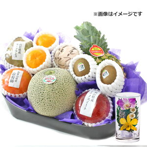 お供え 果物 詰め合わせ【グラスフラワー付き フルーツセット M】法事 御供 御霊前 法要 御仏前 御供え 葬儀 お盆 四十九日 一周忌 三回忌 七回忌 初盆 新盆 グラスフラワー プリザーブドフ