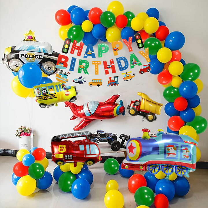 ラッピング不可 バルーンセット 風船 男の子 7歳 乗り物 誕生日 お祝い 飾り付け Espaciomalvon Com Ar