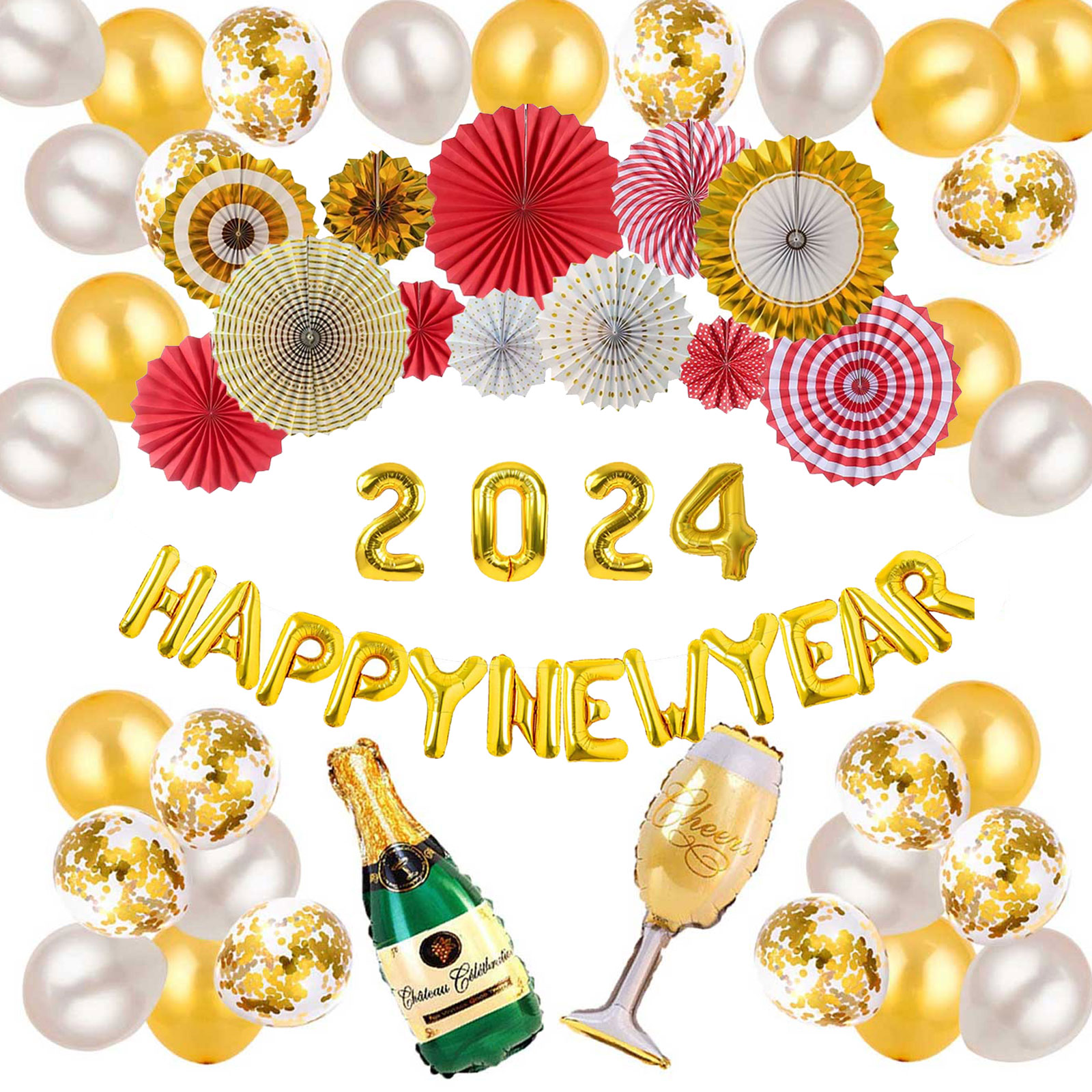 楽天市場】Happy new year 2024バルーン 風船 飾り付け 正月飾り