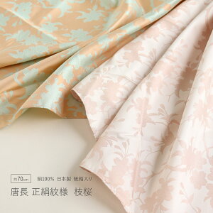 風呂敷 唐長 正絹紋様 枝桜柄 約70cm 日本製 絹100% シルクジャガード織 正絹 シルク サクラ ハザクラ 桜 枝桜 紋様 化粧箱入り ふろしき 正絹風呂敷 大判 唐紙屋長右衛門 KARACHO インテリア 海