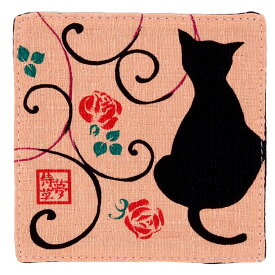 コースター 布製 リバーシブル 全8種 日本製 約11cm 綿100％ 両面 猫 黒猫 フクロウ 花 うさぎ おしゃれ 可愛い 単品 キッチン 雑貨 テーブルウェア ギフト プレゼント ペア ポイント消化 くろちく 和柄 コースター 猫好き 縁起