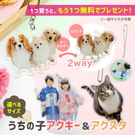 ★1つプレゼント★ 【 2way / 無料台座付 / 両面印刷 】【 アクリル キーホルダー ペット 写真 メモリアル オリジナル プリント オーダーメイド 犬 猫 子供 プレゼント かわいい うちの子 グッズ 思い出 写真入り 名入れ アクスタ アクキー 推し活 フォト【P10 】