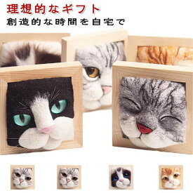 羊毛フェルト DIYキット 猫顔 手作り 初心者向け ニードルフェルト 材料セット 作業台付き ハンドメイド インテリア装飾