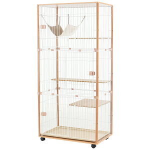 猫 キャットケージ 木製 キャットハウス ネコ ハウス 留守番 保護 脱走防止 多頭飼い 多頭 スチール 二段 三段