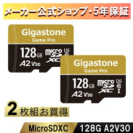 【Nintendo Switch/GoPro動作確認済】【安心のメーカー保証5年】Gigastone マイクロSDカード 128GB 2枚セット microSDカード microSD メモリーカード A2 V30 UHS-I U3 クラス 10 超高速 100MB/s アクションカメラ 4K Ultra HD ギガストーン 送料無料