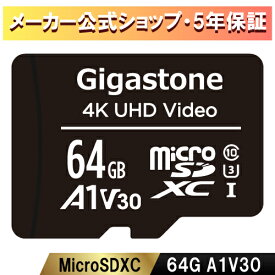 【保証5年】Gigastone マイクロSDカード 64GB SDXC microSD メモリーカード microsdカード A1 V30 UHS-I U3 クラス10 超高速 90MB/S 4K UHD撮影 動画 デジタル一眼レフ SDカード ドローン Gopro Nintendo Switch確認済 送料無料 ギガストーン
