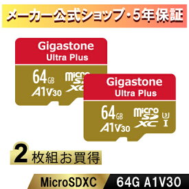 Nintendo Switch確認済【保証5年】Gigastone マイクロSDカード 64GB 2枚セット SDXC microSD microsdカード メモリーカード A1 V30 U3 クラス10 Ultra HD 4K 超高速100MB/s ビデオ録画 一眼レフカメラ スマホ データ保存 Gopro ドローン ギガストーン