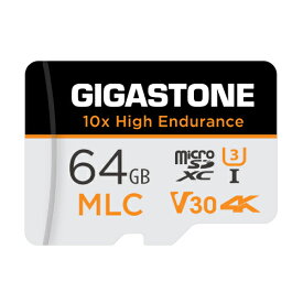 在庫数量限定！ 10倍高耐久MLC【5年保証】Gigastone マイクロSDカード 64GB SDXC MLC microsdカード microSD メモリーカード A1 V30 クラス10 UHS-I U3 超高速 100MB/s 4K Ultra HD ドラレコ 防犯カメラ sdカード ドライブレコーダー 監視カメラ カーナビ