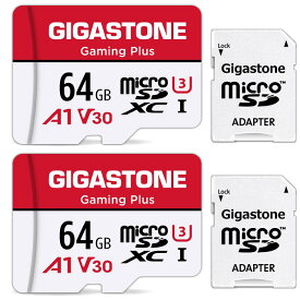 Nintendo Switch確認済【保証5年】Gigastone マイクロSDカード 64GB 2枚セット A1 V30 UHS-I U3 class10 microSDカード メモリーカード Ultra HD ドローン sdカード ビデオ録画 スイッチ 超高速 95MB/s Gopro microsd 64gb スマホ SDアダプタ付 ギガストーン