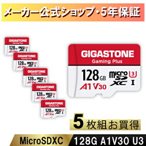 ۏ5N Gigastone }CNSDJ[h 128GB 5Zbg SDXC A1 V30 microsdJ[h microsd [J[h UHS-I U3 NX10  100MB/S UHDBe fW^჌t SDJ[h XCb` Gopro X}z h[