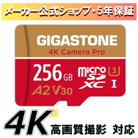 赤字価格！【保証5年】Gigastone マイクロSDカード 256GB SDXC microSD microsdカード メモリーカード A2 V30 UHS-I U3 クラス10 Ultra HD 4K 超高速100MB/s ビデオ録画 一眼レフカメラ スマホ データ保存 デジカメ ドローン GoPro Nintendo Switch確認済