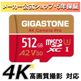 【保証5年】Gigastone マイクロSDカード 512GB SDXC microSD microsdカード メモリーカード A2 V30 U3 クラス10 Ultra HD 4K 超高速100MB/s ビデオ録画 デジカメ 一眼レフカメラ スマホ データ保存 ドローン【GoPro/Nintendo Switch確認済】