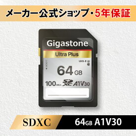 【保証5年】Gigastone SDカード 64GB SDXC メモリーカード A1 V30 UHS-I U3 クラス10 カメラ ビデオカメラ 超高速 100MB/s 4K Ultra HD 撮影 デジカメ 一眼レフカメラ デジタルカメラ 4kビデオカメラ アクションカメラ ギガストーン