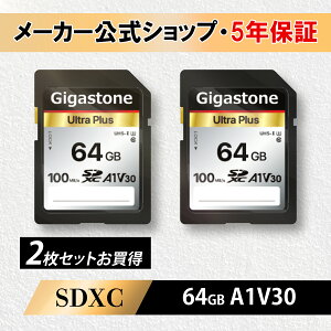 yۏ5NzGigastone SDJ[h 64GB 2Zbg SDXC [J[h A1 V30 UHS-I U3 NX10 rfIJsdJ[h  100MB/s 4K Ultra HD Be fWJ sdJ[h ჌tJ fW^J 4krf