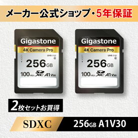 【保証5年】Gigastone SDカード 256GB 2枚セット SDXC メモリーカード UHS-I U3 クラス10 ビデオカメラ sdカード 超高速 100MB/s SDXC 4K Ultra HD デジカメラ 一眼レフ デジタルカメラ 一眼レフカメラ 4kビデオカメラ アクションカメラ ギガストーン
