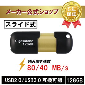 数量限定！【保証5年】Gigastone USBメモリ 128GB USB3.0 USBメモリー 高速 メモリー USBスティック USBキャップレス USBメモリ 可愛い USBメモリ 小型 USBスライド式 USBメモリ オシャレ データ バックアップ 高い互換性 高品質NAND 送料無料