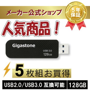 ���ʌ���I�y���S�ۏ�5�N�zGigastone USB������ 128GB USB 3.0 ������ USB�������[ �������X�e�B�b�N USB������ �t���b�V�� USB �L���b�v���X USB �X���C�h�� �f�[�^ �o�b�N�A�b�v ���� ���^Flash Drive 