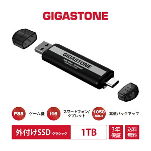 ԎoIyۏ3NzyiPhone16/PS5ΉzGIGASTONE OtSSD 1TB USB3.2 Gen2 ő]x1,050MB/s USB-C & USB-A |[^uSSD Playstation Xbox Smartphonef[^ۑ 