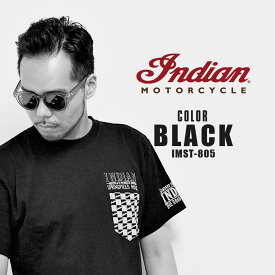 INDIAN インディアン 天竺 半袖Tシャツ チェッカーSPRINGFELD MASS BLACK 黒 IMST-805 セール！