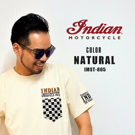 INDIAN インディアン 天竺 半袖Tシャツ チェッカーSPRINGFELD MASS NATURAL ナチュラル（アイボリー）　IMST-805セール！