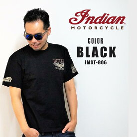 INDIAN インディアン 天竺 半袖Tシャツ　ロードウイング BLACK 黒 IMST-806 セール！