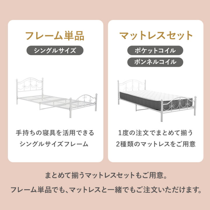 楽天市場】シングルベッド マットレスセット ボンネルコイル ポケット 