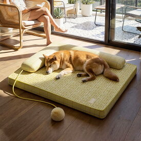 GIIPET ペットベッド ひんやり 犬 猫 夏用 クッション 涼感 接触冷感 マット スクエア型 ペット用ベッド 大型犬 中型犬 小型犬 暑さ対策 通気性 滑り止め 枕付き オールシーズン メッシュ 寝具
