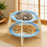 猫 ベッド 夏用 ひんやり 2段 木製 キャットベッド 洗える 涼しい 涼感 リバーシブル オールシーズン 多…